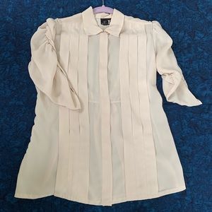 Urban Renewal Sheer Pleat Button Down Blouse